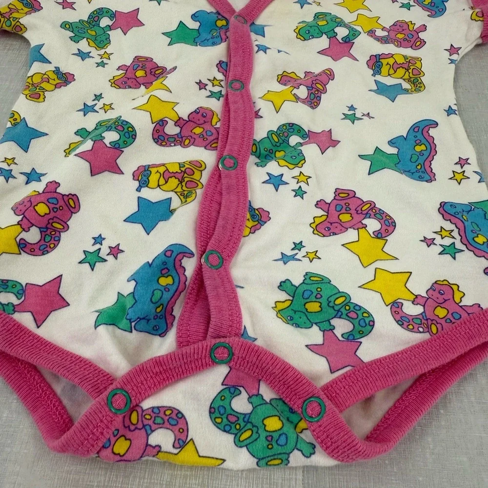 Vintage Basic Editions Baby Bodysuit Snap Closure Colorful Print 12 Months